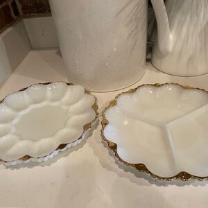 Elegant White and Gold Serving Plates